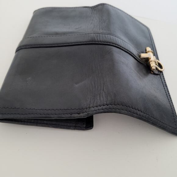 Givenchy Envelope Card Bill Holder Black Wallet Leather Vintage Clasp Large - Picture 13 of 15